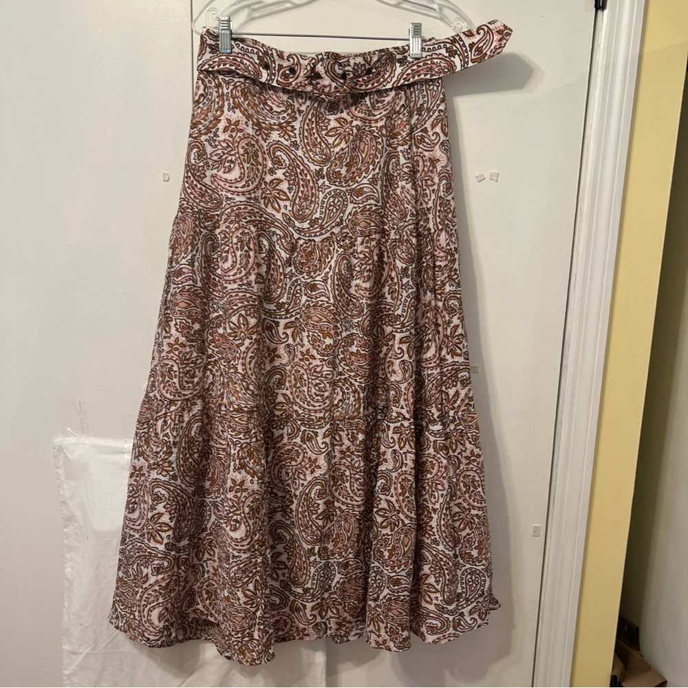 MINKPINK Women’s Skirt L Paisley Boho Lined Maxi  Viscose Side Zip Elastic Waist - Picture 3 of 9
